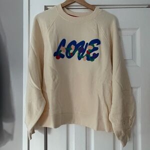 Just Madison Cream Sweatshirt with Colorful 'LOVE' Design Size Size XL NWT